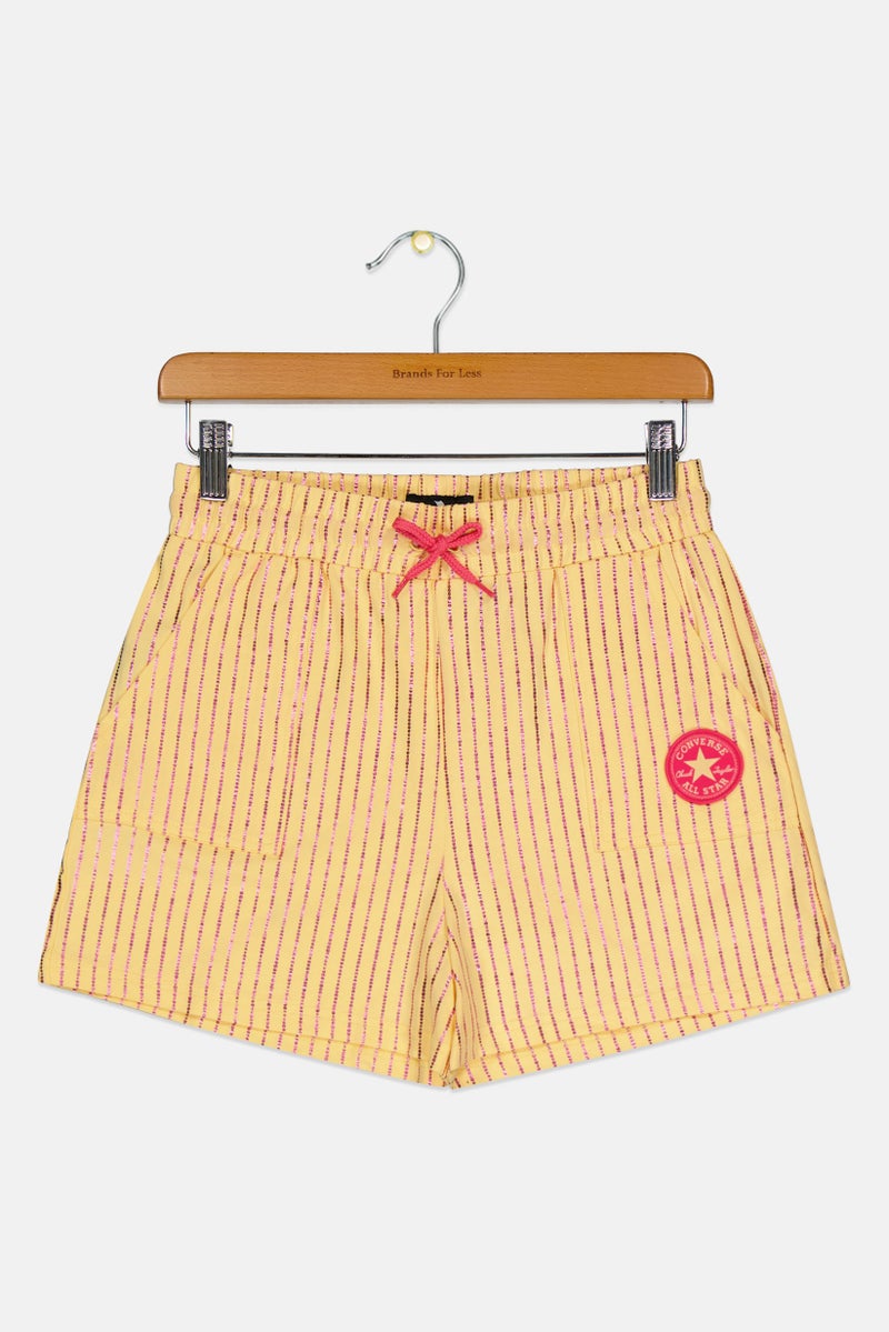 CONVERSE Kids Girl Brand Logo Shorts, Yellow - Image 3